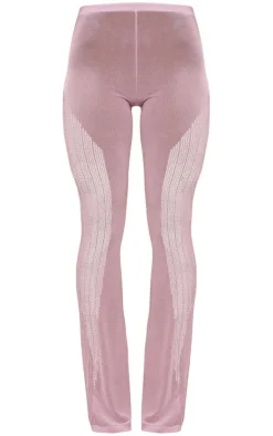 Lilac Sheer Knit Contrast Panels Pants
