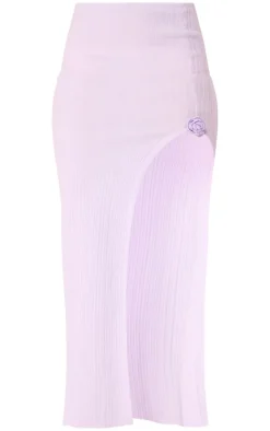 Lilac Soft Rib Knit Maxi Skirt