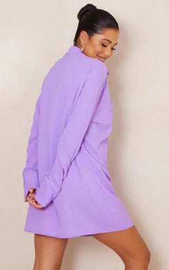 Lilac Textured Oversized Shirt Dress