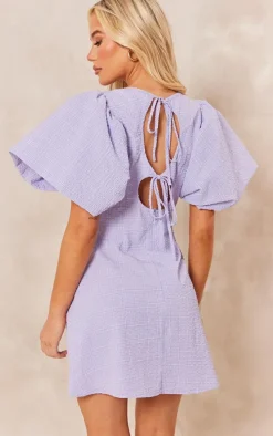 Lilac Underwired Corset Puff Sleeve Shift Dress