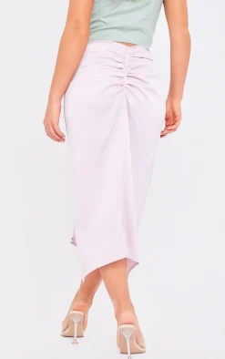 Lilac Woven Open Drape Front Midi Skirt