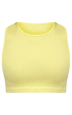 Lime Contour Sleeveless Rib Crop Top