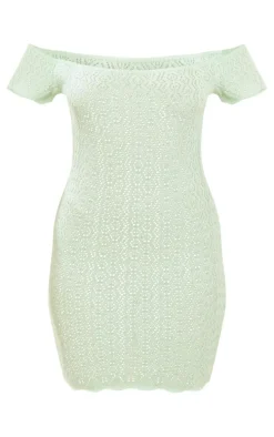 Lime Crochet Cap Sleeve Mini Dress