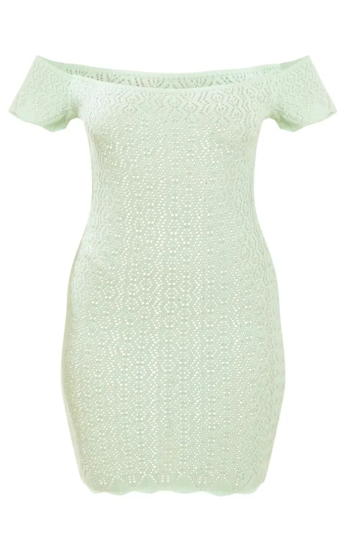 Lime Crochet Cap Sleeve Mini Dress