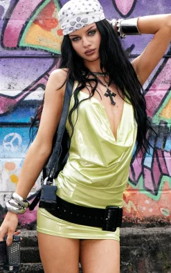 Lime Iridescent Micro Mini Skirt