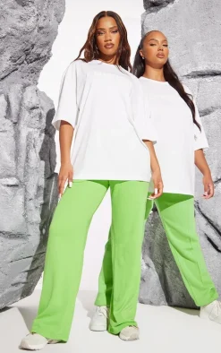 Lime Loopback Elasticated Waist Wide Leg Sweatpants