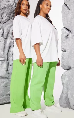 Lime Loopback Elasticated Waist Wide Leg Sweatpants