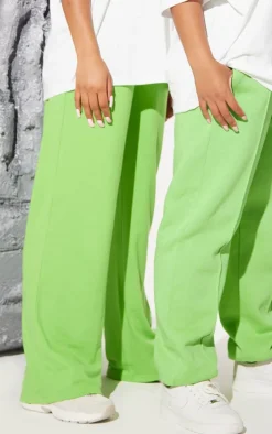 Lime Loopback Elasticated Waist Wide Leg Sweatpants