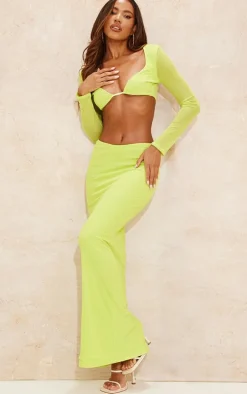 Lime Mesh Low Rise Midaxi Skirt