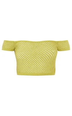 Lime Open Soft Knit Off The Shoulder Top