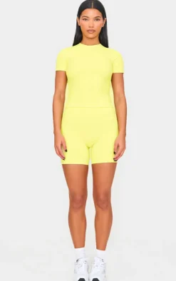 Lime Sculpt High Waist Gym Shorts