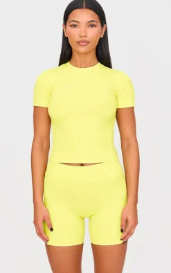 Lime Sculpt Longline Short Sleeve Gym Top