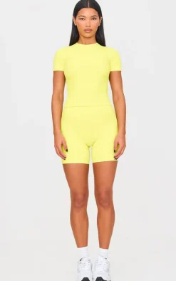 Lime Sculpt Longline Short Sleeve Gym Top