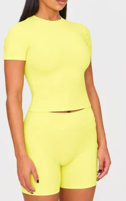 Lime Sculpt Longline Short Sleeve Gym Top