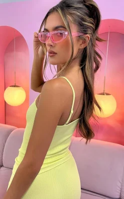 Lime Snatched Rib Strappy Longline Top