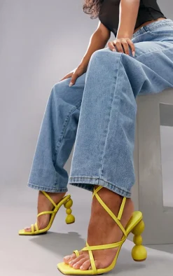 Lime Strappy Bubble Heeled Sandals