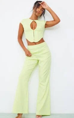 Lime Woven High Waist Wide Leg Pants