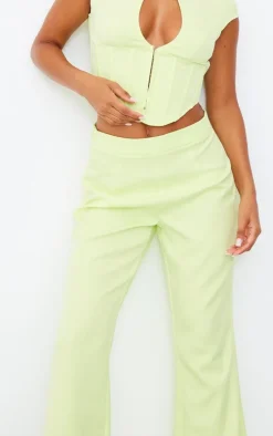 Lime Woven High Waist Wide Leg Pants