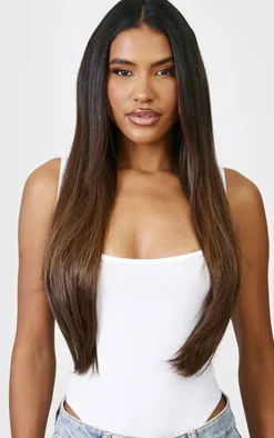 Lullabellz Thick 24` 1 Piece Straight Clip In Hair Extensions Warm Brunette