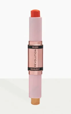 Makeup Revolution Blush & Highlight Stick Coral Dew