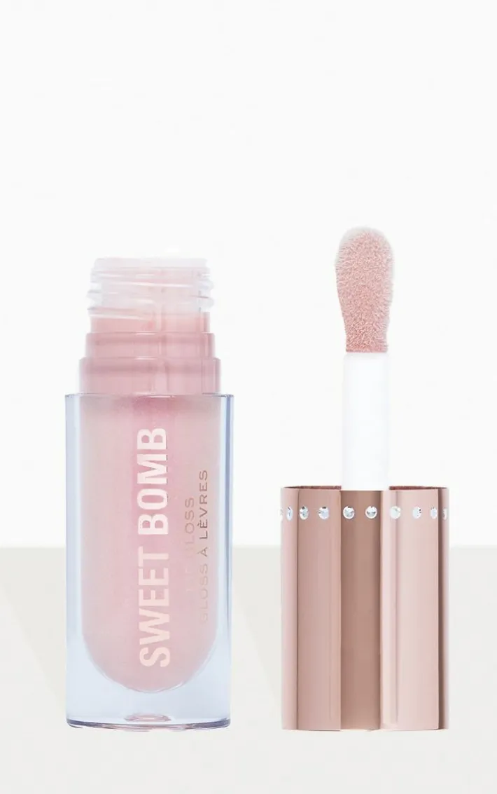 Makeup Revolution Sweet Bomb Lip Gloss Vanilla Ice White Holo