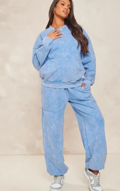 Maternity Acid Blue Wash Oversized Seam Detail Sweatpants