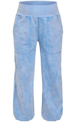 Maternity Acid Blue Wash Oversized Seam Detail Sweatpants