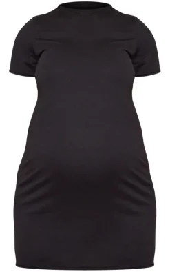 Maternity Black Basic Short Sleeve T Shirt Dress