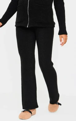Maternity Black Boucle Knit Straight Leg Pants