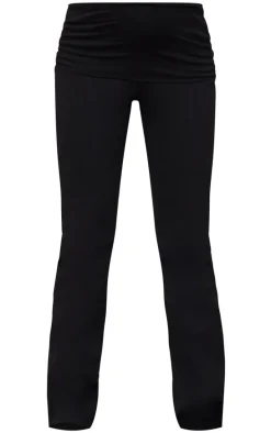 Maternity Black Fold Over Flared Leggings