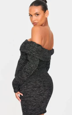 Maternity Black Glitter Bardot Mini Dress