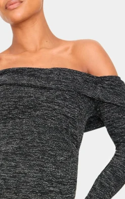 Maternity Black Glitter Bardot Mini Dress