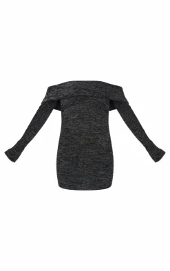 Maternity Black Glitter Bardot Mini Dress