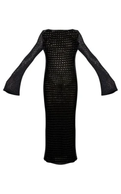 Maternity Black Knitted Scoop Back Maxi Dress