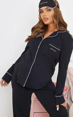 Maternity Black Mama Long Sleeve PJ Top