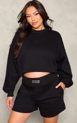 Maternity Black Oversized Elasticated Sweatshirt