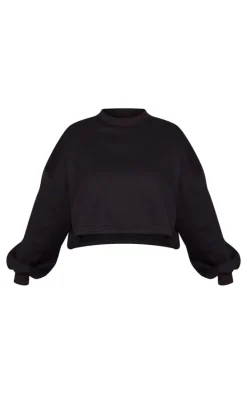 Maternity Black Oversized Elasticated Sweatshirt
