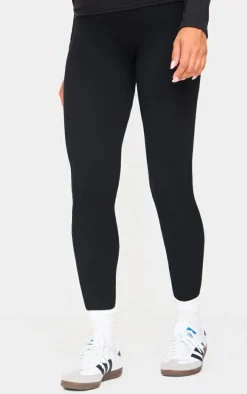Maternity Black Snatched Ribbed Leggings