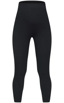 Maternity Black Snatched Ribbed Leggings