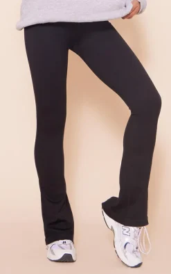 Maternity Black Snatched Ribbed Flared Pants