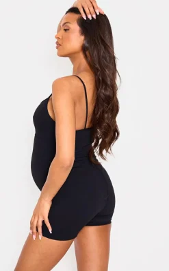 Maternity Black Snatched Sculpt Ruched Front Detail Unitard