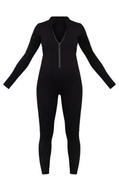 Maternity Black Snatched Sculpt Long Sleeve Jumpsuit