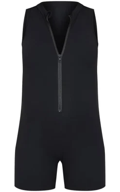 Maternity Black Snatched Sculpt Zip Up Sleeveless Unitard