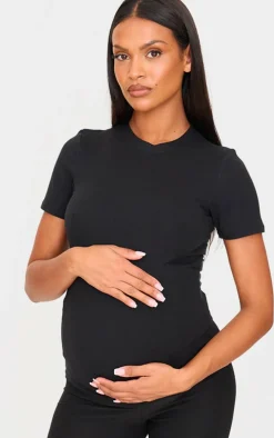 Maternity Black Soft Touch Sculpt Sculpt Short Sleeve Top