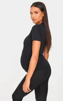 Maternity Black Soft Touch Sculpt Sculpt Short Sleeve Top