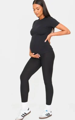 Maternity Black Soft Touch Sculpt Sculpt Short Sleeve Top