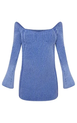 Maternity Blue Knit Contrast Corset Detail Dress