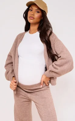 Maternity Brown Knit Cardigan