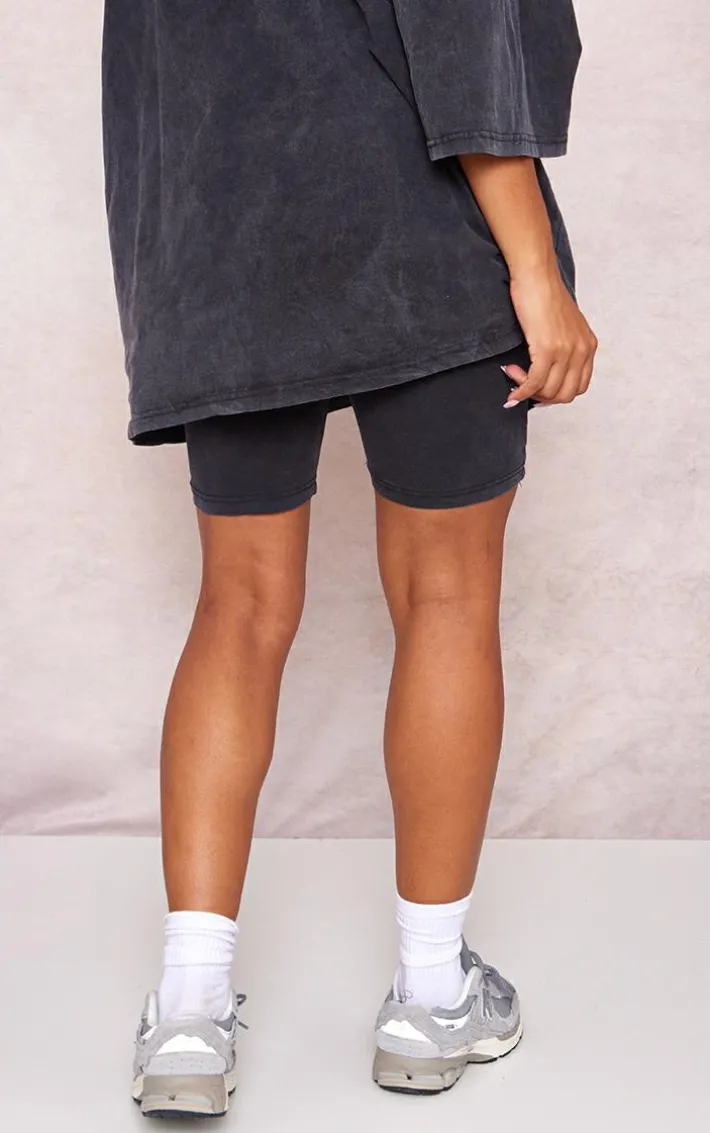 Maternity Charcoal Acid Wash Bike Shorts