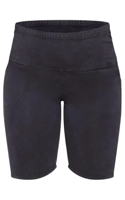 Maternity Charcoal Acid Wash Bike Shorts